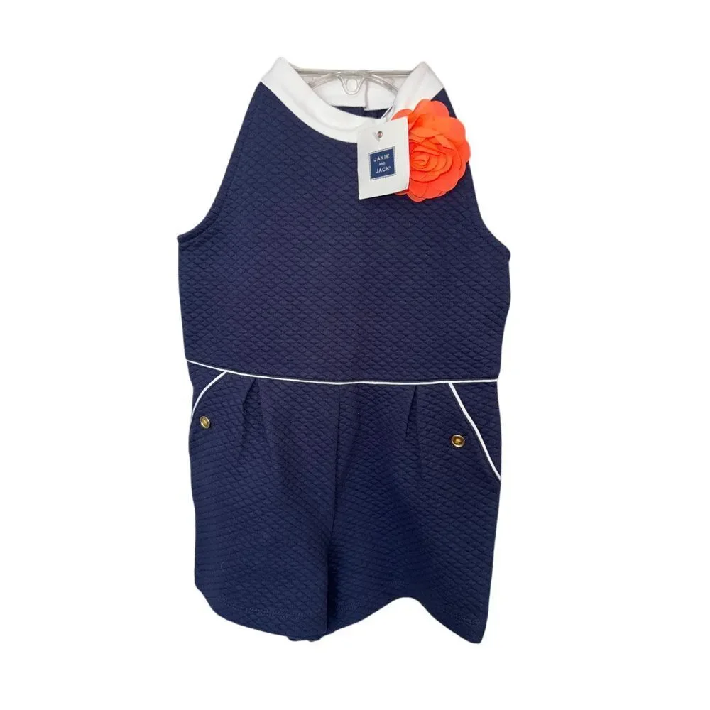 JANIE AND JACK Janie's Hideaway Navy Blue Romper‎ Size 2T NEW WITH TAGS